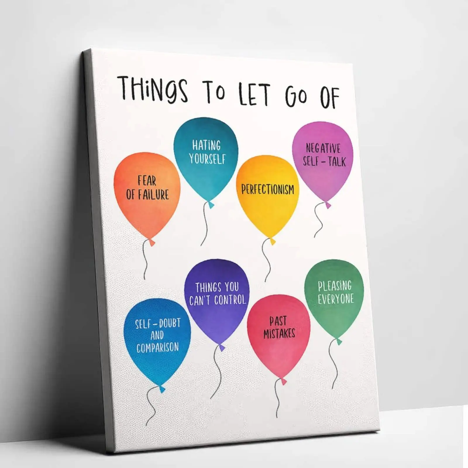 Things To Let Go Of Canvas Wall Art Mental Health Decor Self Care Classroom Poster Inspirational Quote Painting Positive Mindset Aesthetic Bedroom Office Wall Hanging Therapy Office Decor Gift