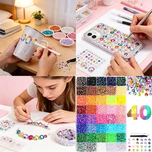 {Summervibes}DIY Diamond Bedazzling Kit with 3mm Mixed Resin Rhinestones, Equipped with a complete of Tools, Perfect for DIY Crafts, Clothing, Nail Art Supplies