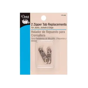 Dritz Zipper Tab Replacements 2/Pkg-Nickel (170-65)
