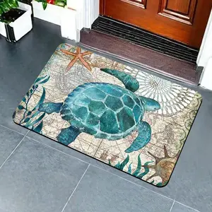 Turtle Pattern Bath Mat, 1 Count Non-slip Soft Floor Mat, Decorative Carpet for Home Living Room Bedroom Bathroom, Bathroom Rug