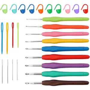 9 count  Crochet Hooks Set by  -  Crochet Hook Set with Soft  Handles (2-6mm), Crochet Kit for Beginners with Crochet Tools & Knitting Accessories