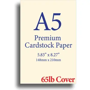 Premium A5 Paper (8.27" x 5.83") Cream Cardstock - 250 Sheets A5 Printer Paper 65lb Cover (176gsm) - Smooth Finish Paper for Invitations, Cards, Menus, Programs, Flyers Inkjet/Laser Printer Compatible