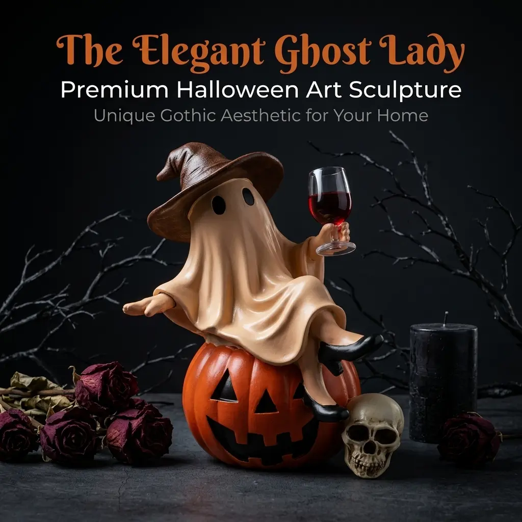 Halloween resin ghost decorations, cute and spooky pumpkin sculptures, gothic-style home decor tabletop figurines—an ideal Halloween gift