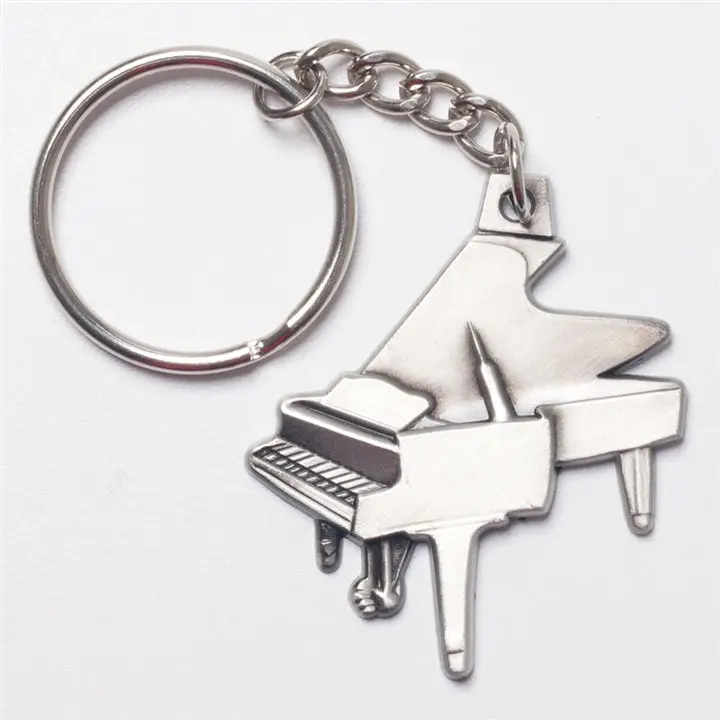 Grand Piano Pewter Keychain