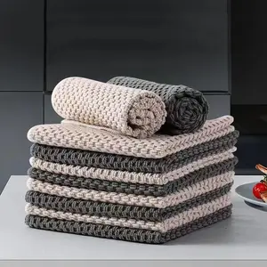 Solid Color Kitchen Towel, 1 Set Multifunctional Absorbent Cleaning Towel, Durable Cleaning Cloth for Kitchen Bathroom