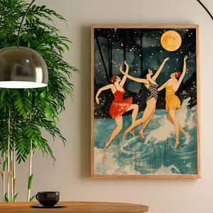 Vintage Three Dancing Women Art Poster HD Waterproof Art Poster for Home, Bar Decor | Fade-Resistant, Non-Sticky, Vibrant DIY Wall Print | Perfect Decorative Poster for Office & Living Room