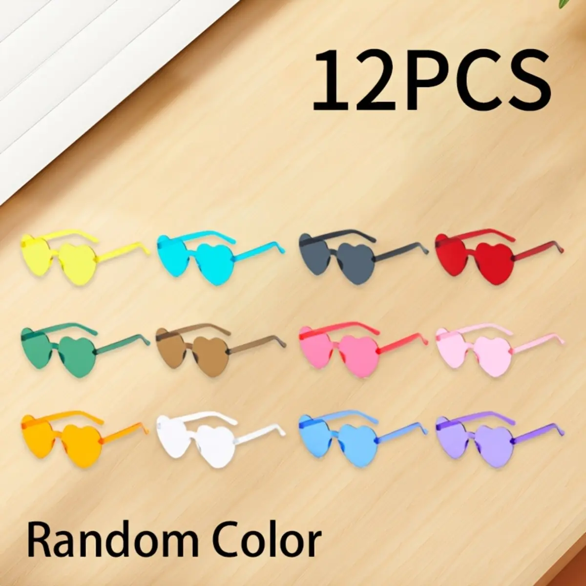 12 Pairs Instagram Style Heart Party Sunglasses, Candy Color 