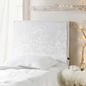 Rainha - Memory Foam Cushioned Dorm Headboard - Velvet Crush - Ice White