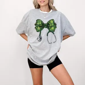 St. Patrick's Day Nurse Coquette Shamrock T-Shirt or Sweatshirt, Lucky Irish Women Shirt, St Patricks Day Shirt for Nurse, Nurse Stethoscope Gift for Nurse