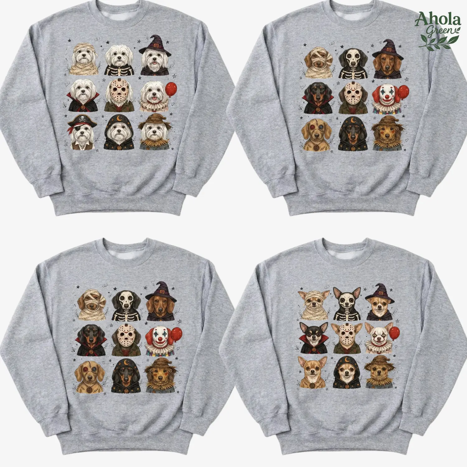 30+ Dog Breeds Halloween Sweatshirt, Funny Spooky Dog Lover Crewneck, Cute Haunted Dog Graphic Pullover, Fall Gift