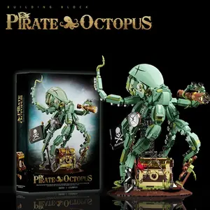 1128+ Pieces Pirate Octopus Building Block Set, Sea World Animal Model Display, Desk Decor, Home Decoration, Gift for Men Women Teens