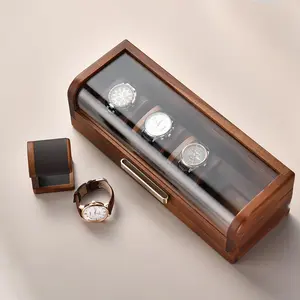 Luxury Wooden Watch Box Personalized, Watch Display Case with 4 Individual Watch Holder Stands in a Box, Premium Watch Collector Gift Set Organiser