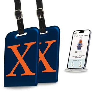 Initials Bag Tag X Pack 2 Personalized Initial Design Trendy Bold Colors Unique Trendy Bag Tag Smart Luggage Tag SITA World Tracer Code Enabled Waterproof Scratch Resistant Premium Leather Strap