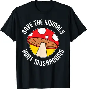 Mushroom Hunting Vintage Save The Animals Hunt Mushrooms T-Shirt - Zamayraceles Shop 20B0BKCN9FRH