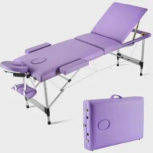 Portable Massage Table Upgraded 2" Thick Sponge, Height Adjustable Aluminum Massage Bed