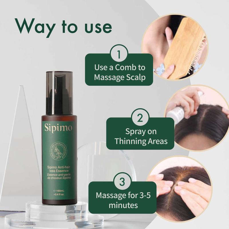 SIPIMO 【FDA】Hair Growth Essence Anti Hair Loss Liquid Promote Thick Fast Hair Growth Beauty Serum 100ml Flower Haircare Herbal Repair Spray Tonic, Ginseng & Polygonum Scalp Care Essence For Healthier, Thicker Fuller, Serum Haircare Spray tonic Comfort