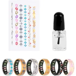 Stickers Compatible with Oura Ring Gen 4/3/ Galaxy Ring/ULTRAHUMAN Ring AIR/RingConn 2/1, Super Thin Aesthetic Stickers Protector for AI  Ring Cover Accessories (6pcs, 9)