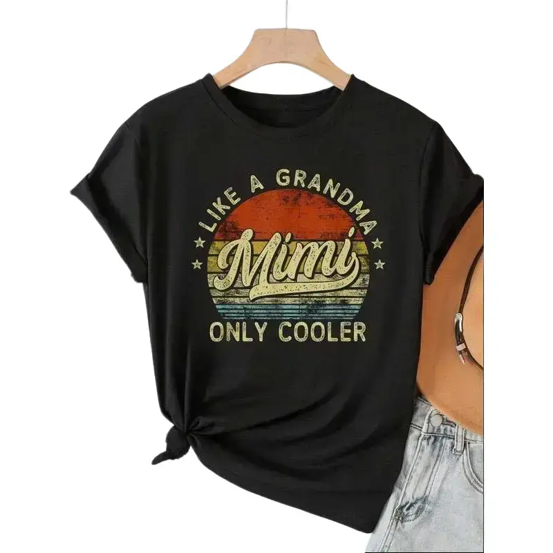 "Mimi Like a Grandma Only Cooler" Graphic T-Shirt, Unisex 100% Cotton Short Sleeve Fashion Print Tee for Mother's Day
