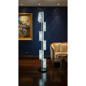 Aurelia Column: Staggered Crystal Floor Lamp
