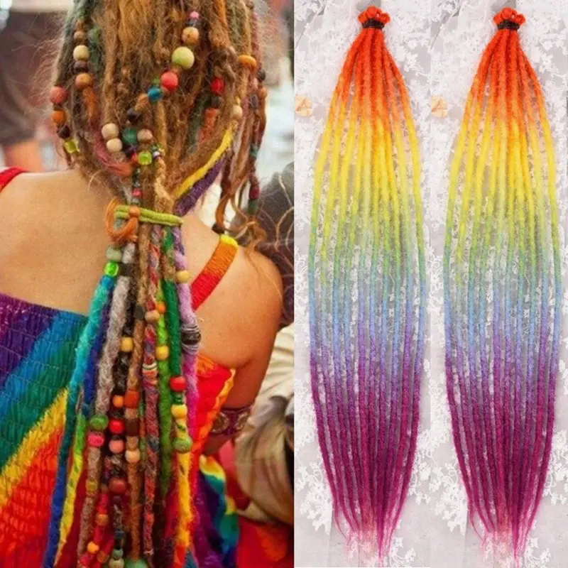 New 24 Inch Synthetic Dreadlock Hair Extensions Single Ended Soft Dreads Locks Hippie Style Dreadlock for Women