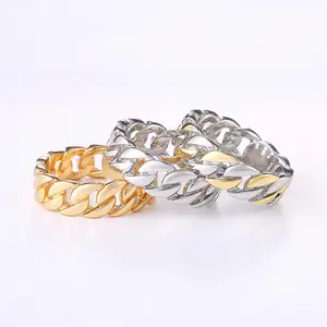 Two-color chain ring, daily versatile couple jewelry, suitable for both men and women as gifts y2k