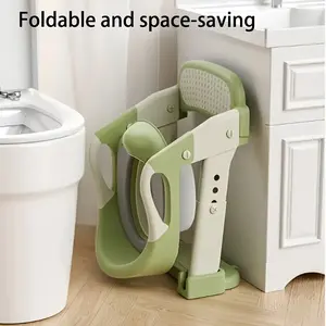 Foldable Step-Up Toilet Seat Ladder, Toddler Potty Training Chair with Anti-Slip Step Stool