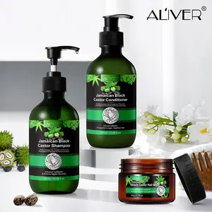 ALIVER Black Castor + Gooseberry + Black Seed Oil 3-in-1 Hair Growth Shampoo Conditioner Mask Set Nourishes Hair with Biotin for Thicker Hydrating Cleansing Body Care Kit Thickening Haircare