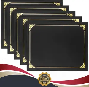 Certificate Holders 10 Packs, Black Certificate Covers, Diploma Holders, Certificate Folders with Gold Foil Border Letter Size 8.5" x 11" Certificates, Diploma, Document