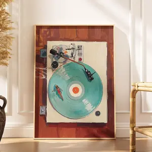 Vintage Turntable Art, Vinyl Record Painting, Music Lover Wall Decor 8