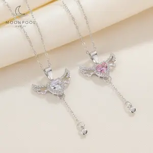 【#22】Elegant Heart-Shaped Halo Pendant Necklace in S925 Sterling Silver