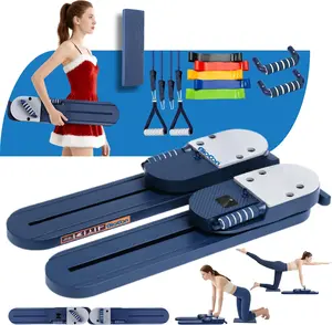 Pilates Reformer Board, 15-in-1 Mini Pilates Machine Set, Multifunctional & Foldable Core Exercise Ab Board, Portable Pilates Board for Home Office Workout Equipment