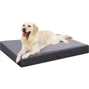 Beds Large Sized    Beds for Crate with Removable Washable Cover Egg-Crate  Pet Pad Mat with Anti-Slip Bottom, 41x27 Inch, Grey