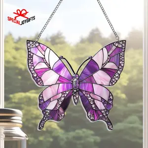 Purple Butterfly Window Hanging Acrylic, Blue Butterfly Suncatcher, Butterfly Art, Garden Decor, Butterfly Ornament, LGBT Butterfly, Pride