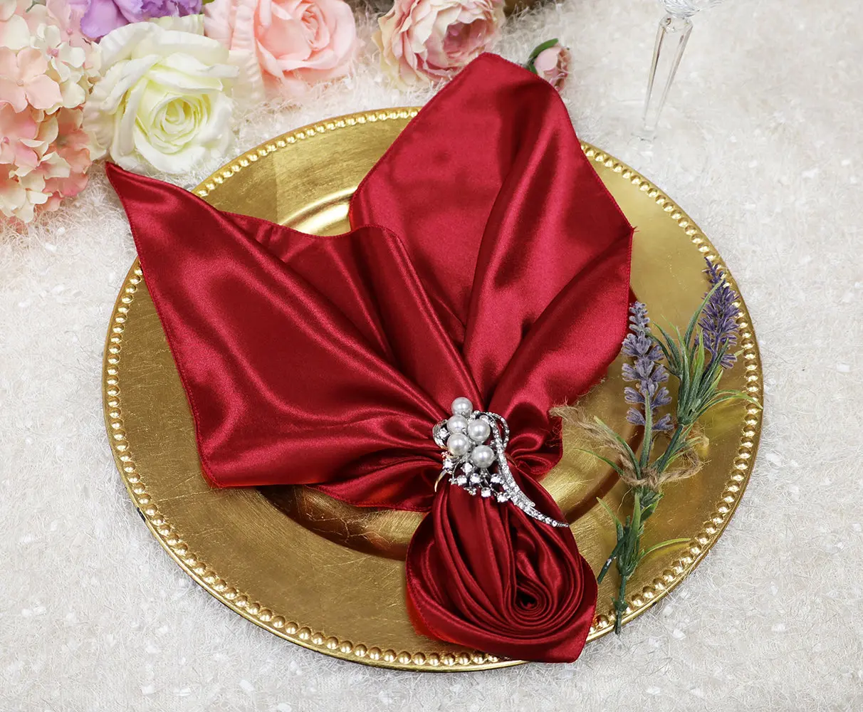 20"x20" Satin Napkins - Apple Red (10pcs/pk)