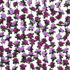 7 pcs artificial purple rose hanging vine garland, lifelike trailing fake flower string, bendable faux rose ivy for wall, pipe cover, wedding arch, balcony indoor/outdoor home aesthetic decoration