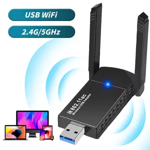 Wireless USB WiFi Adapter for Desktop PC,1300Mbps,Dual 5Dbi Antennas,5G/2.4G WiFi Adapter for Desktop PC Laptop ,Windows11/10/7,Wireless Adapters for Desktop Computer Network Adapters,WiFi Dongle
