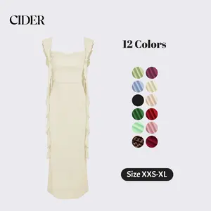 Cider Mesh Maxi Dress with Ruffle Hem – Breezy Layered Long Dress for Women， Lightweight & Breathable for Summer Vacations， Beach Days & Casual Outings