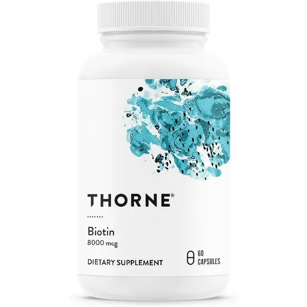 THORNE - Biotin - Vitamin B7 Supplement for Healthy Hair, Nails, Skin & Metabolism - Supports Nerve Health* - Third-Party Certified - Gluten, Dairy & Soy-Free - 60 Capsules