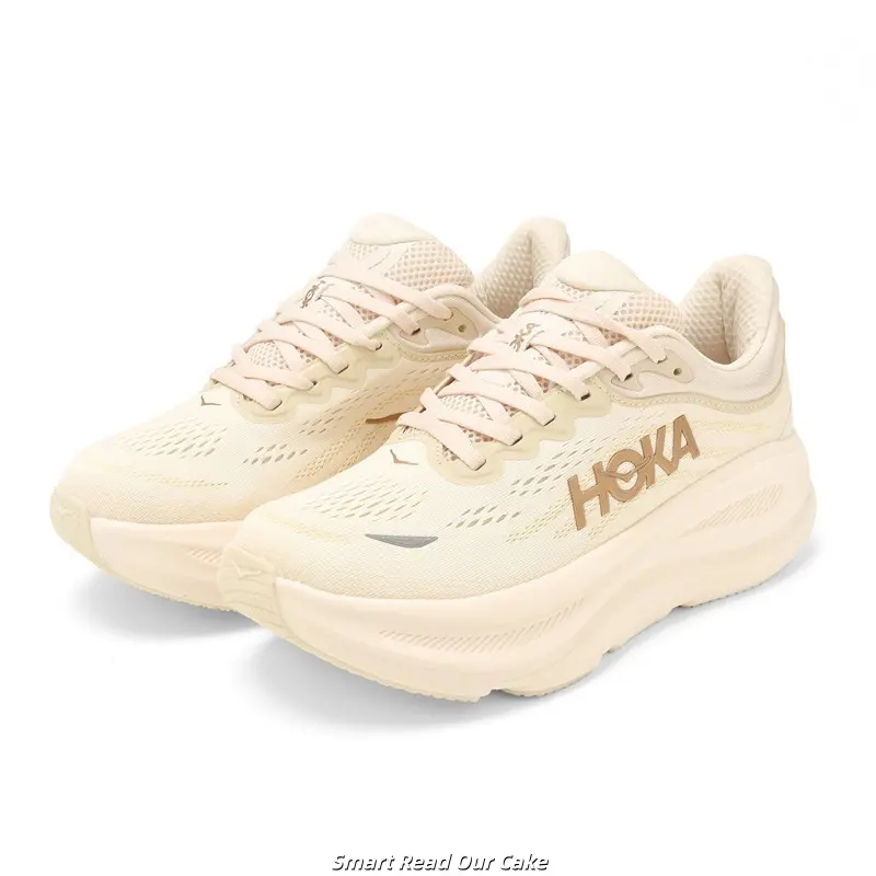 Brand New Sealed Original Box Unisex Light Apricot Mesh Running Sneakers Embossed Side Logo Wave Thick Cushion Sole Beige Non Slip Athletic Walking Gym Daily Sports Trainers