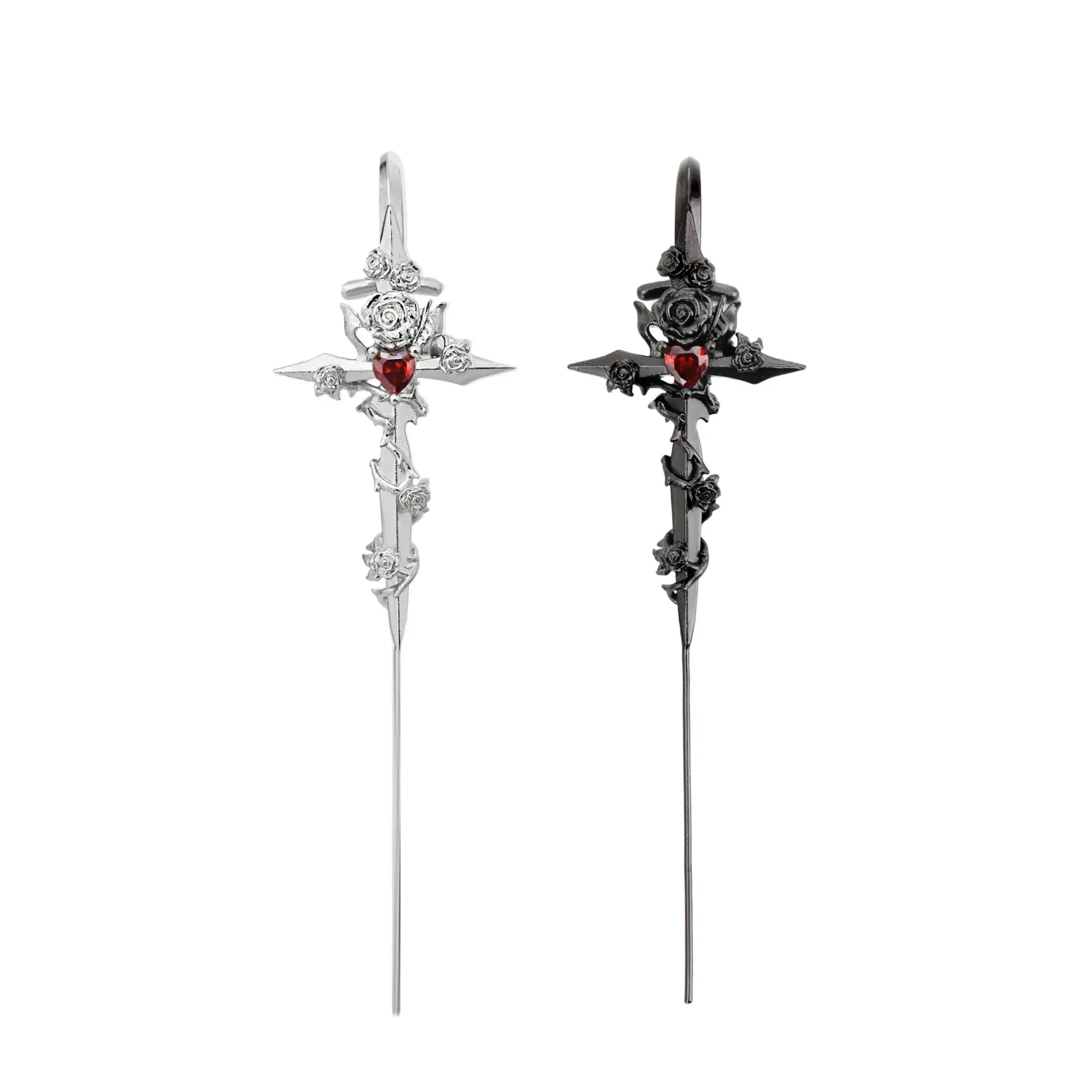 Sword of Thorns and Roses - Piercing Earrings, Special Design Earrings, Original Dark Punk Style, Halloween Costume Jewelry