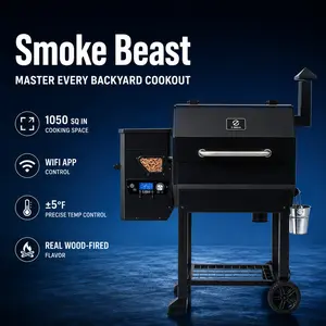 [DealsForYouDays]Z Grills 10502B WiFi Pellet Grill & Smoker, 1080 Sq. In. Large Cooking Space, WiFi App Control, PID Temperature Control, Wood-Fired BBQ Flavor