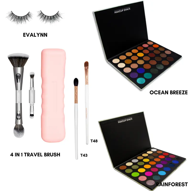 The Makeup Shack Face and Eye Set - Includes Brush, Eyeshadow, and Makeup Accessories for Everyday Use