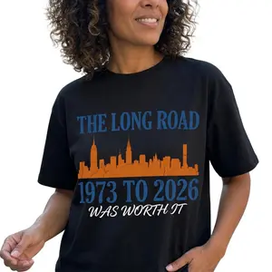 Retro New York City Skyline Shirt Women Plus Size The Long Road Graphic Tee