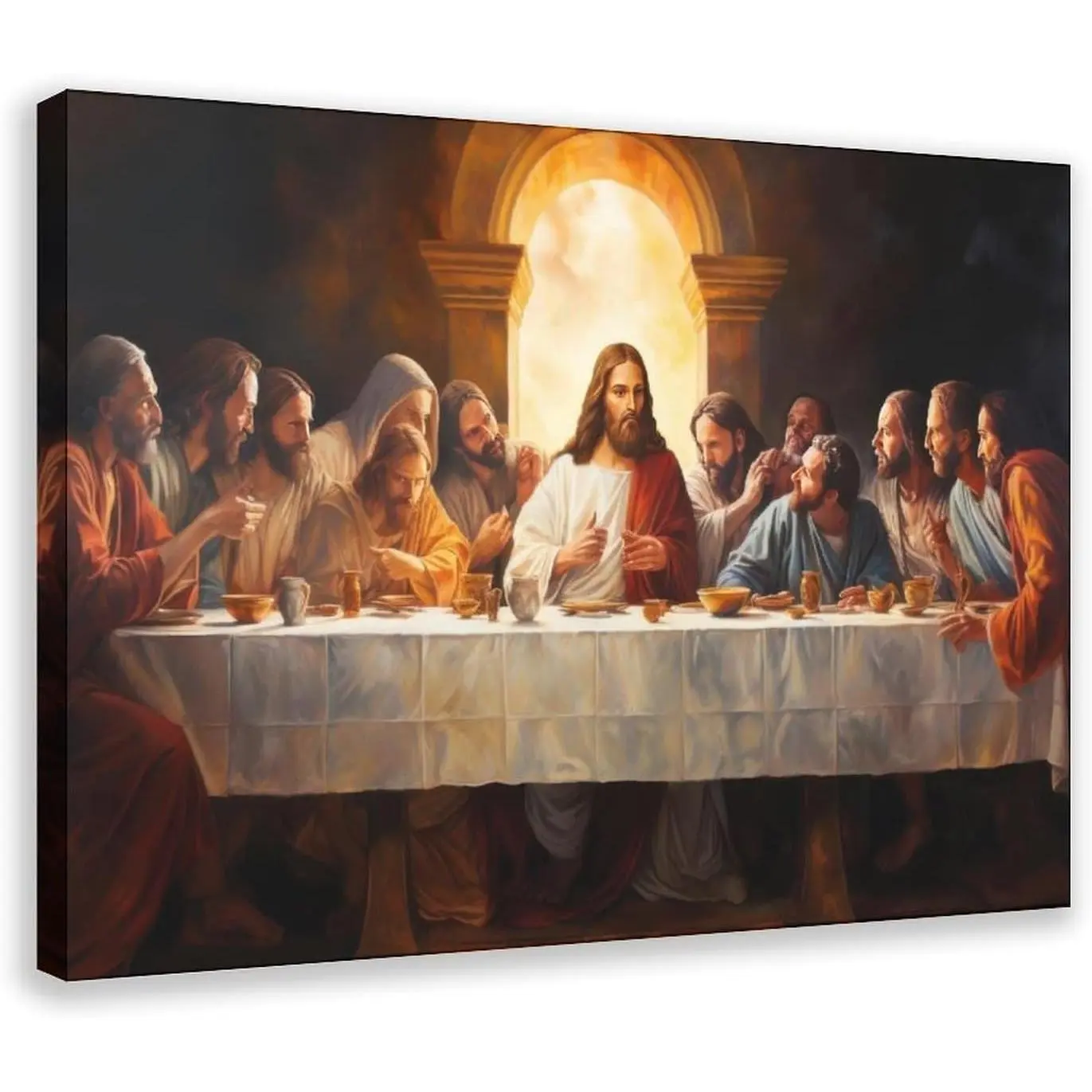 16x24in(40x60cm) Frame-Style Last Supper Biblical Art Canvas Print - Religious Jesus Christ Printing, Vivid Colors, Long Lasting Faith Decor, Home Office Wall Art (Home Supplies, Posters & Prints)
