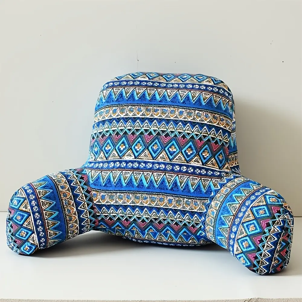 Boho Reading Pillow with Arms, Detachable Cover Backrest Pillow for Sitting in Bed, Aztec Tribal Pattern Bed Rest Pillow Support for Reading Gaming Watching TV, 2.65 lbs Filled Bed Sofa Chair Pillow for Adults and Kids,sohochic