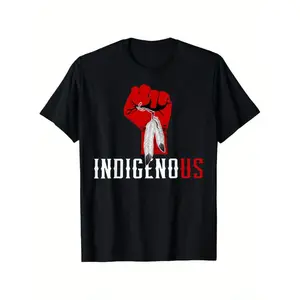 Native American Feather Red Hand Graphic T-Shirt, Unisex Loose-Fit Short Sleeve, Casual Comfort 100% Cotton Tee, Sizes S-XXXL