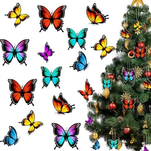 48 count Wooden Butterfly Decoration Monarch Butterfly Hanging Ornamentsbutterfly Wall Art with Rope for Spring Wedding Wall Home DIY Craft