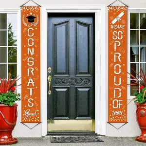Graduation Decorations 2026 We Are So Proud of You Banner Class of 2026 Congrats Grad Porch Door Banner Indoor Outdoor Graduation Party Supplies School Classroom Hanging Door Decor(Orange)