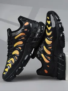 Men's Fashionable Plain Color Lace Up Sneakers, Casual Comfortable Breathable Sports Running Shoes, Male All-match Round Toe Shoes for Daily Wear, Athletic Running Shoes