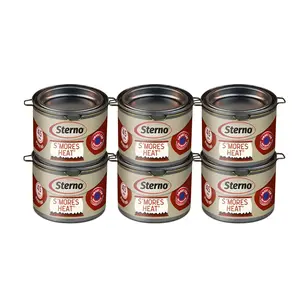Sterno S'mores Heat Ethanol Fuel Can - Ethanol Gel Cans with 45-Minute Burn Time, Chafing Dish Fuel Cans & Gel Fuel Cans for Fire Bowl - Fuel Cans for Food Warmer, Fondue, & Buffet Kit - Pack of 6 Kitchen Utensils Equipment Indoor
